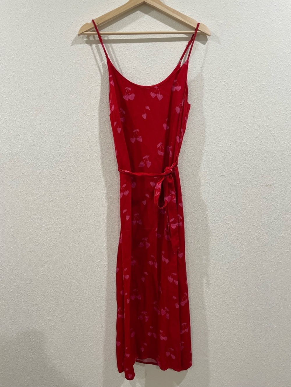 Fabienne Chapot Red Cherry Heart Midi Dress Pink Red Small Summer Wedding